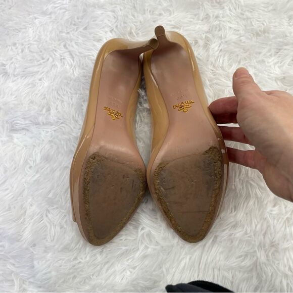 Prada Patent Leather Peep Toe Stiletto Heel Pumps - Picture 8 of 10